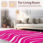 Bold Pink White Wave Pattern Rug