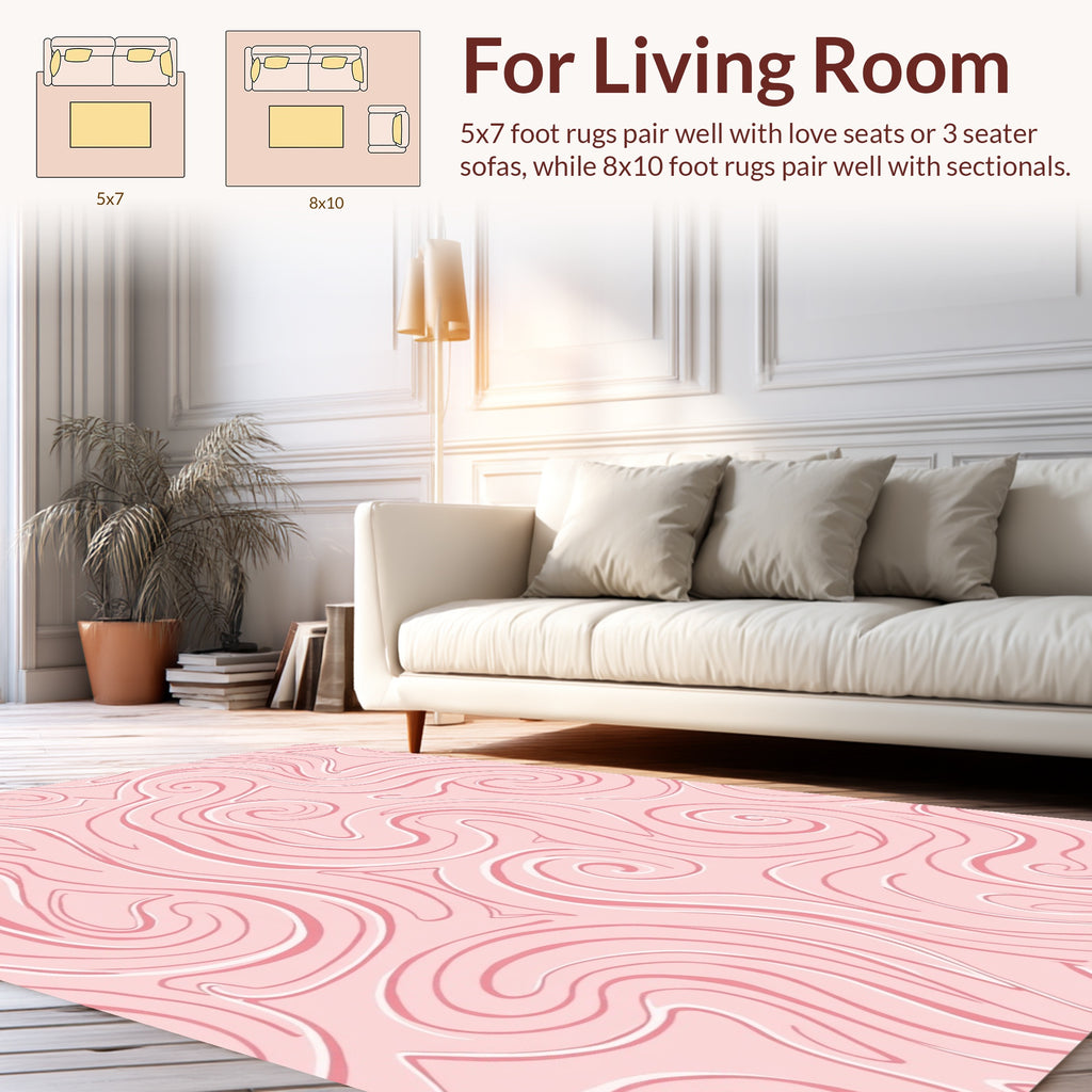 Blush Pink Swirl Pattern Rug
