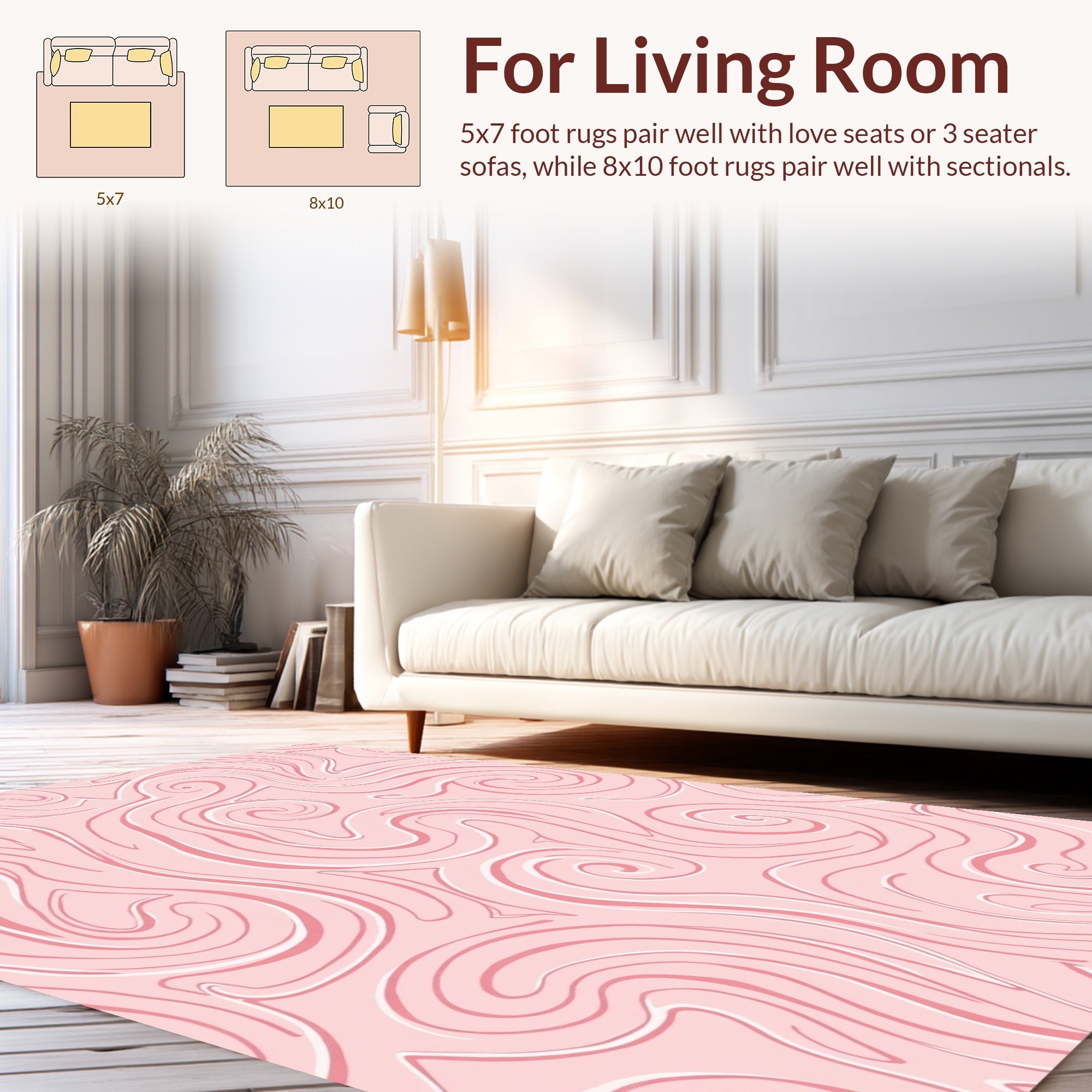 Blush Pink Swirl Pattern Rug