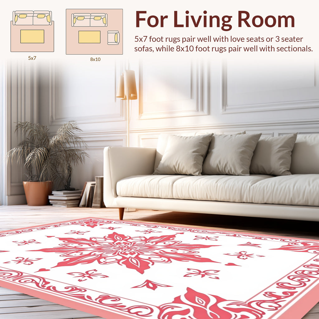 Coral Floral Mandala Design Rug