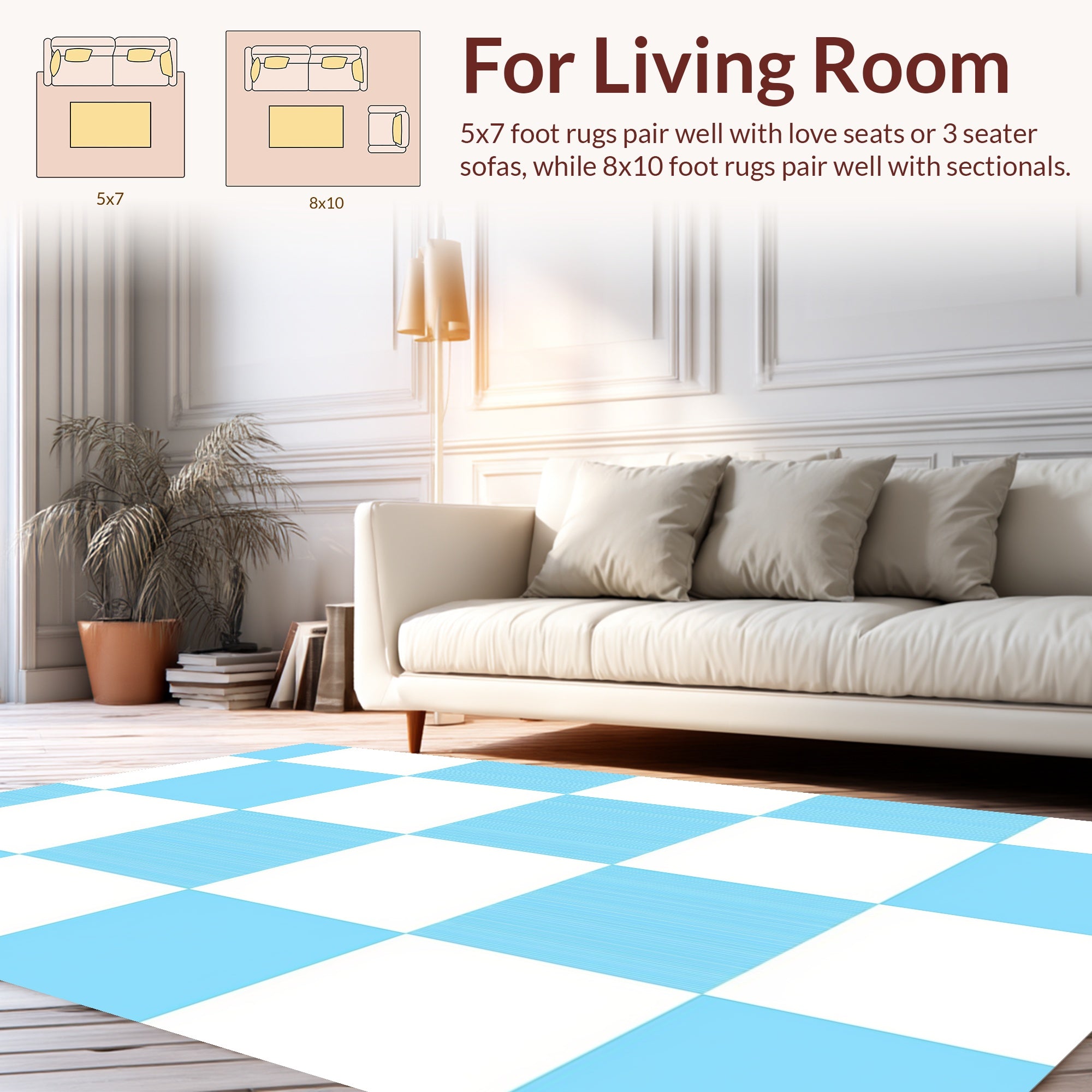 Checked Pattern With Blue Stripes Rug