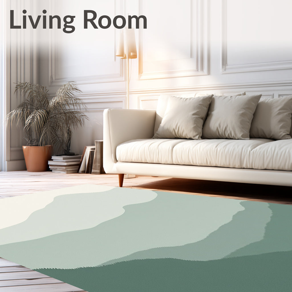 Layered Sage Green Mountain Horizon Rug