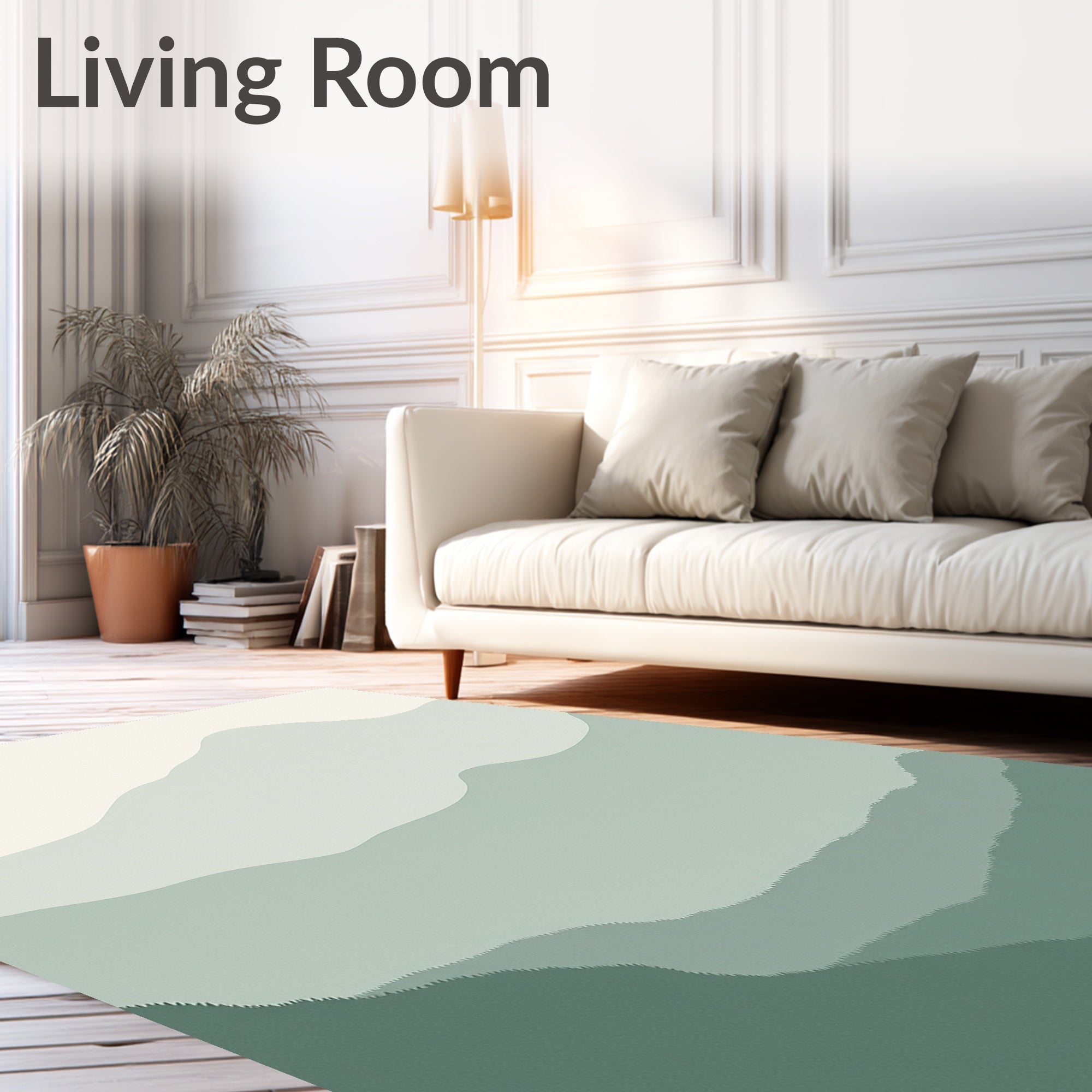 Layered Sage Green Mountain Horizon Rug