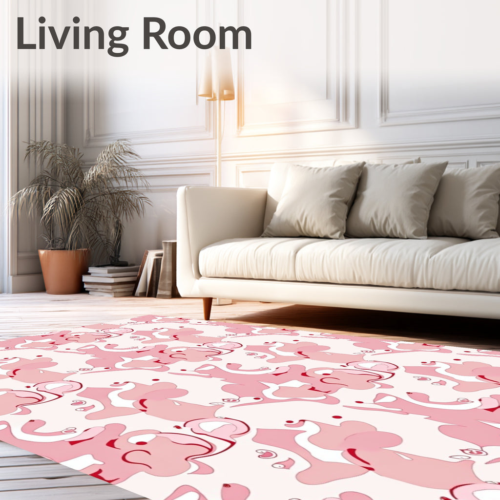Abstract Pink Swirl Pattern Design Rug