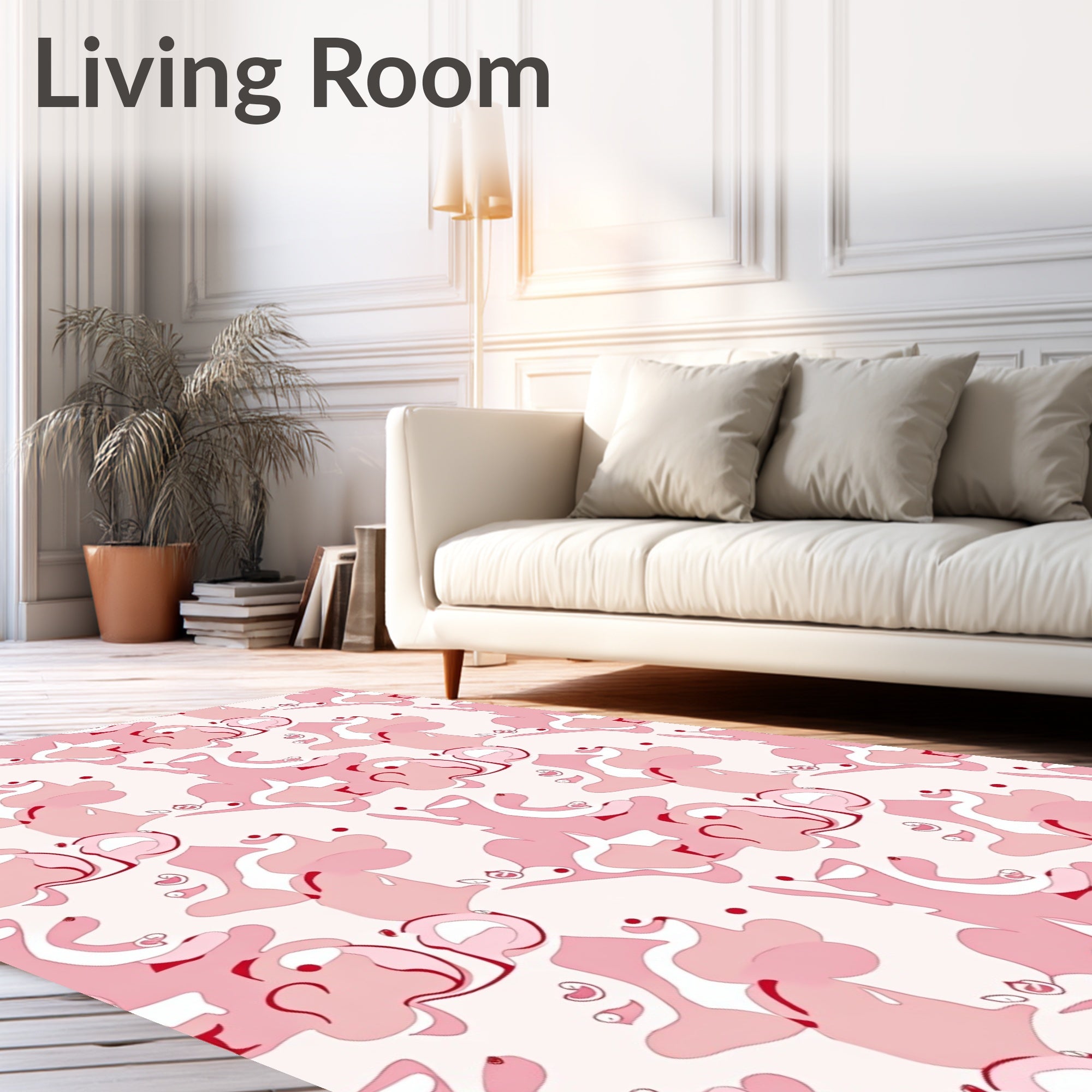 Abstract Pink Swirl Pattern Design Rug