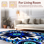 Bold Blue Floral Mandala Pattern Rug