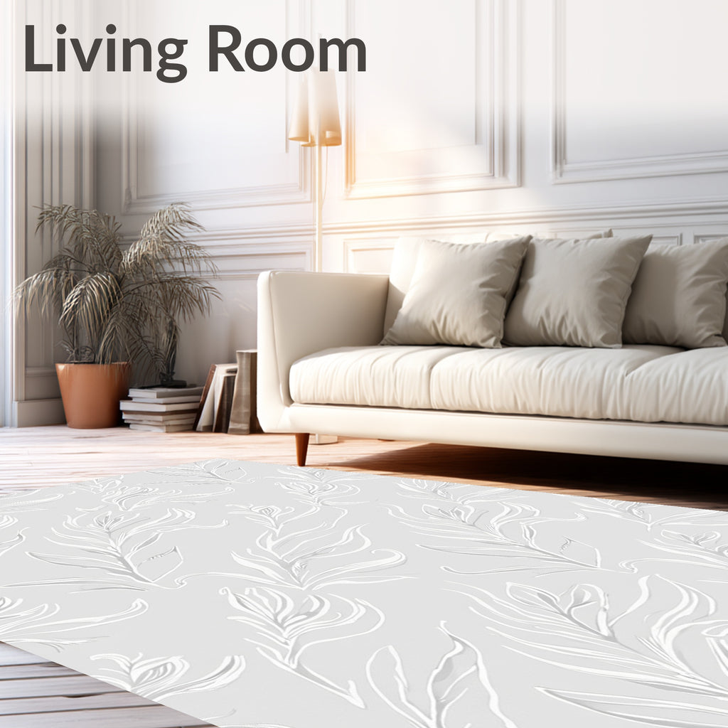 Light Gray Floral Whimsical Branches Rug