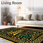Bold Red Botanical Floral Scroll Rug