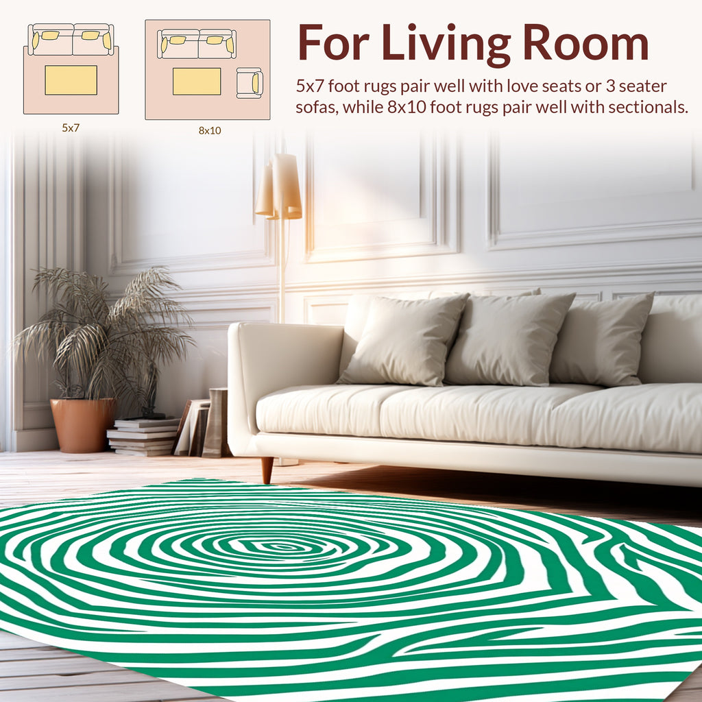 Green Abstract Zebra Stripe Rug