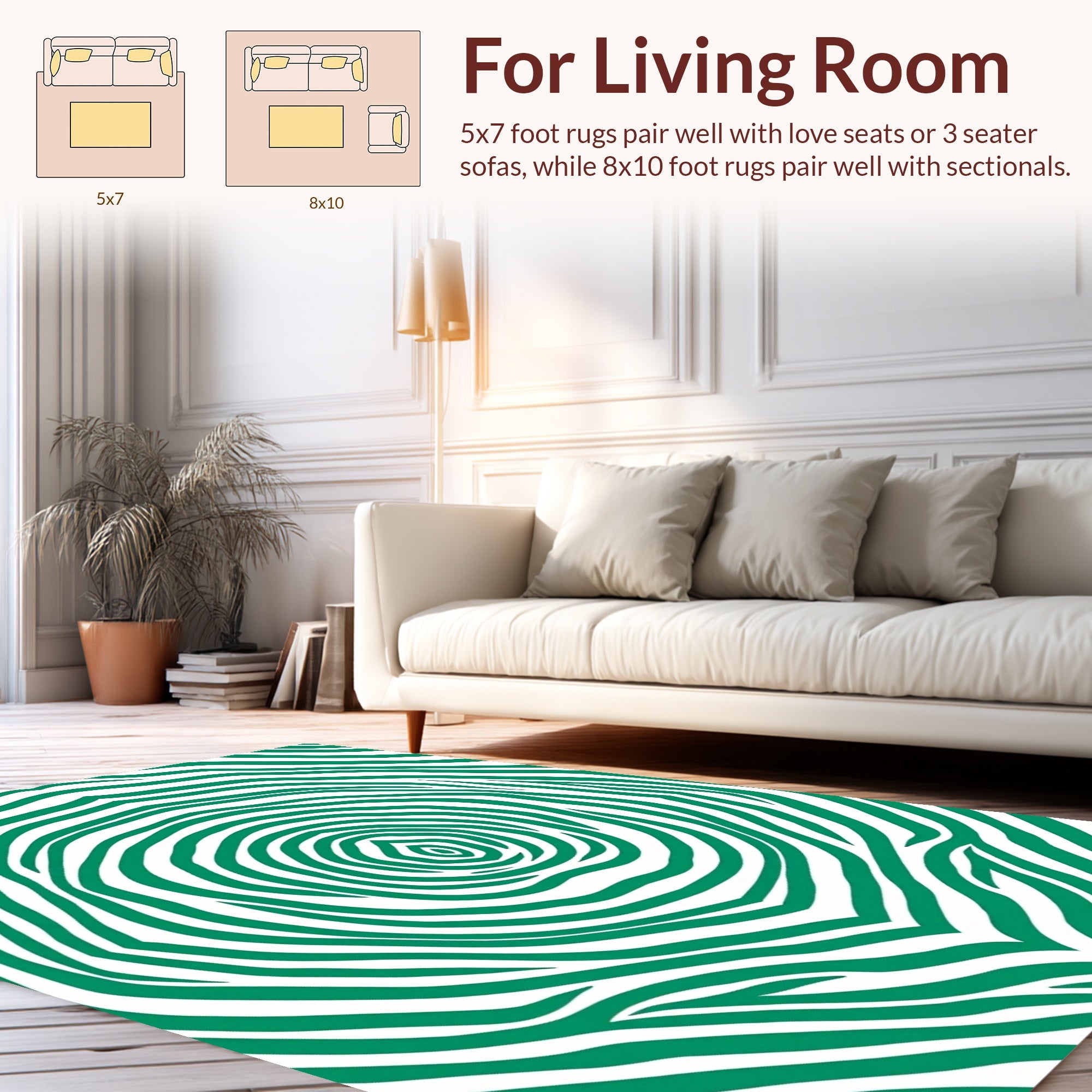 Green Abstract Zebra Stripe Rug