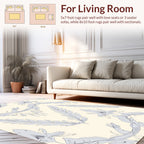 Pale Grey Feather Motif Pattern Rug