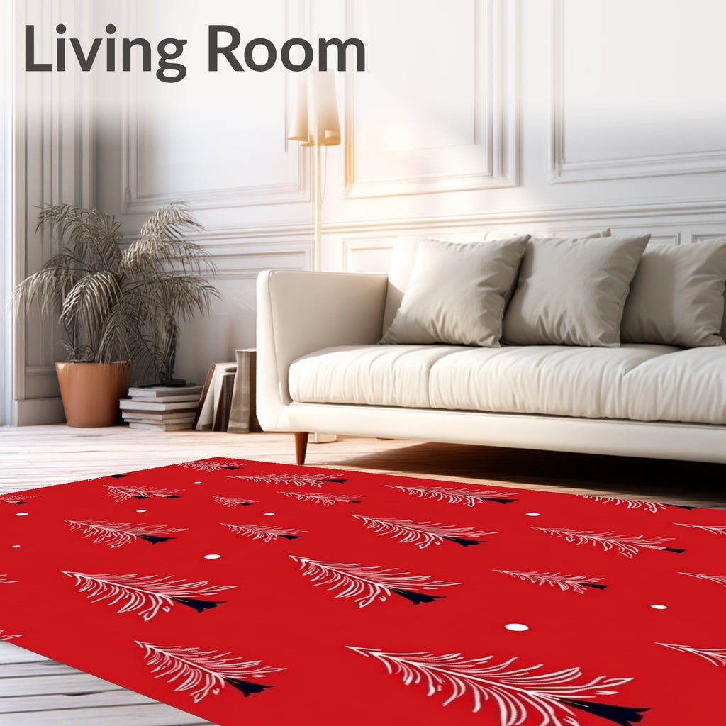 Red White Pine Christmas Tree Scatter Rug