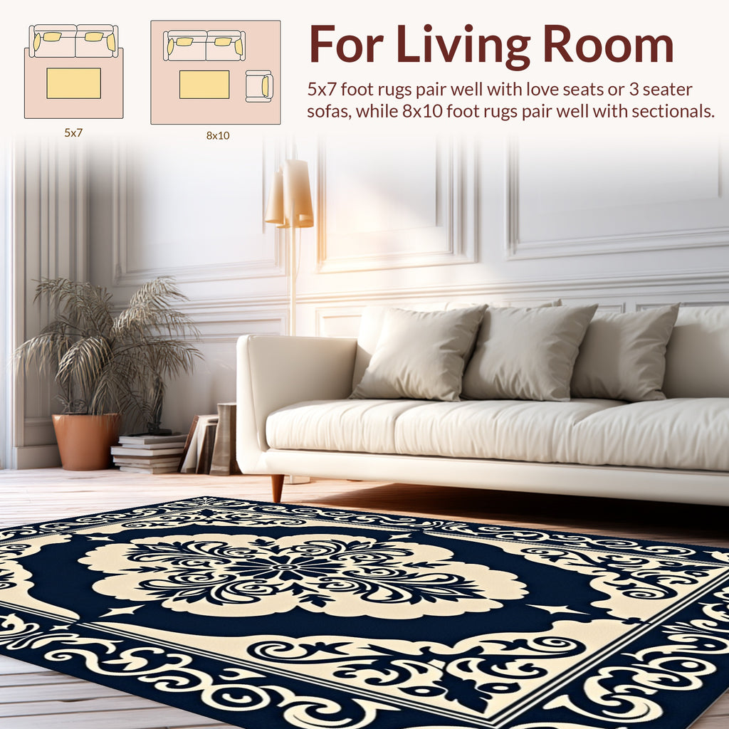 Classic Floral Scroll Design Rug