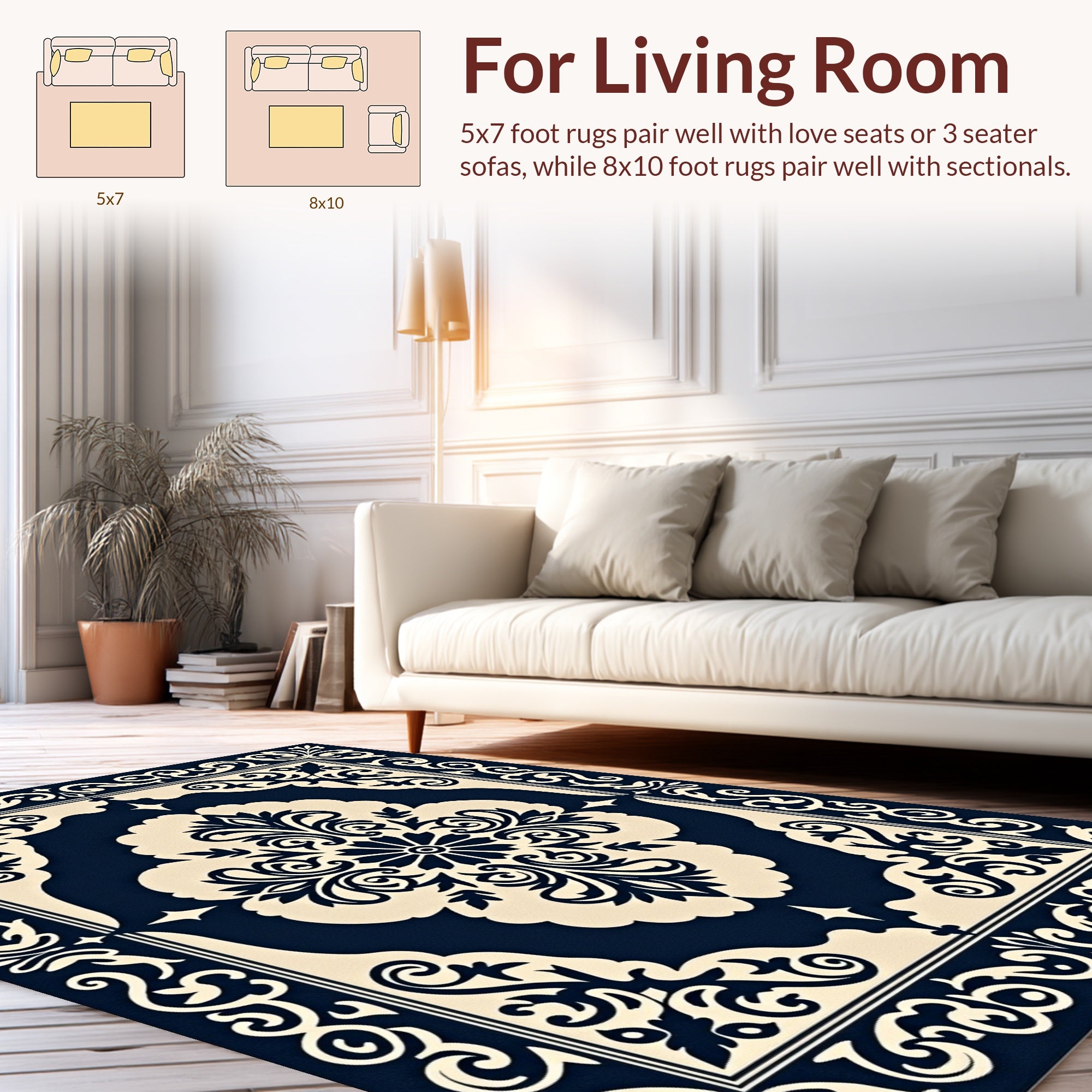 Classic Floral Scroll Design Rug
