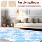 Abstract Blue Cloud Patterned Art Rug