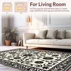 Intricate Floral Mandala Black and White Rug