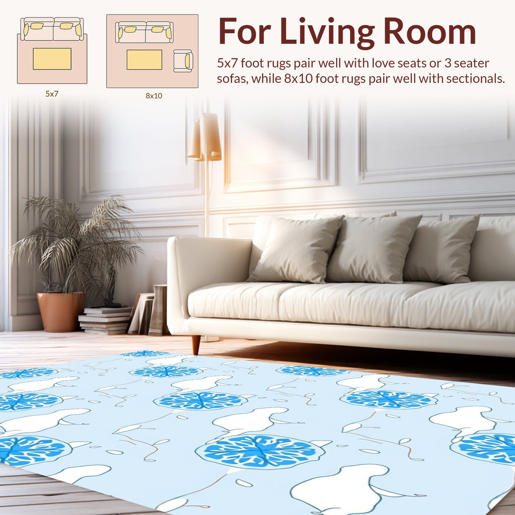 Blue Snowflake Cloud Pattern Design Rug