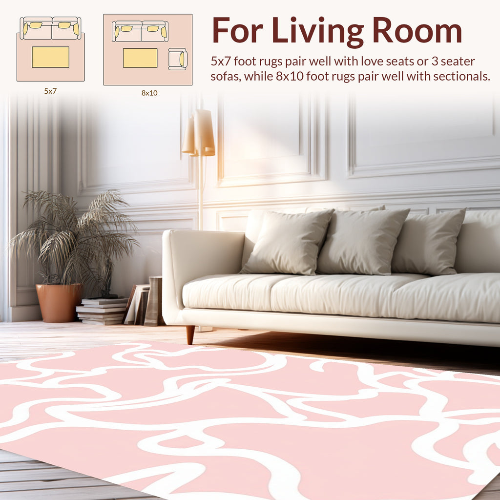 Soft Pink Outline Abstract Pattern Rug