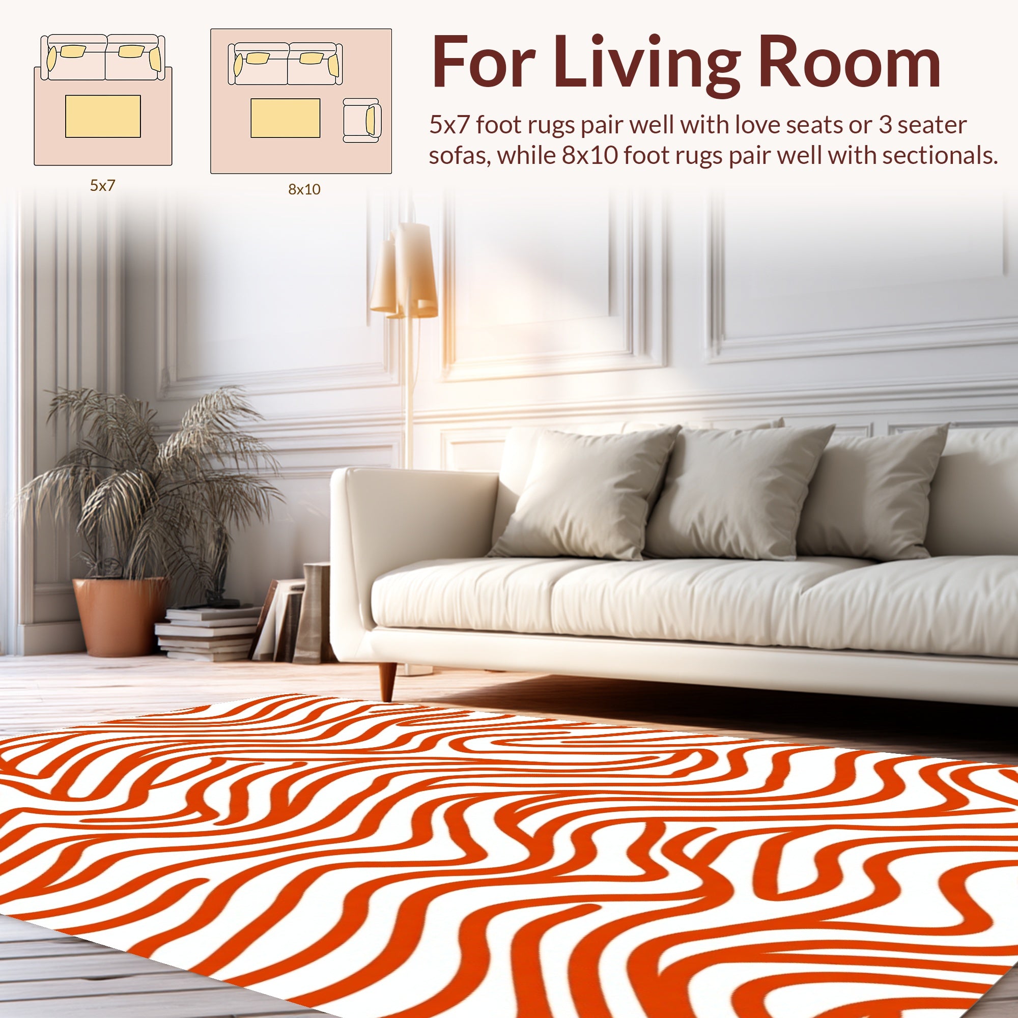 Bold Red Wavy Lines Rug