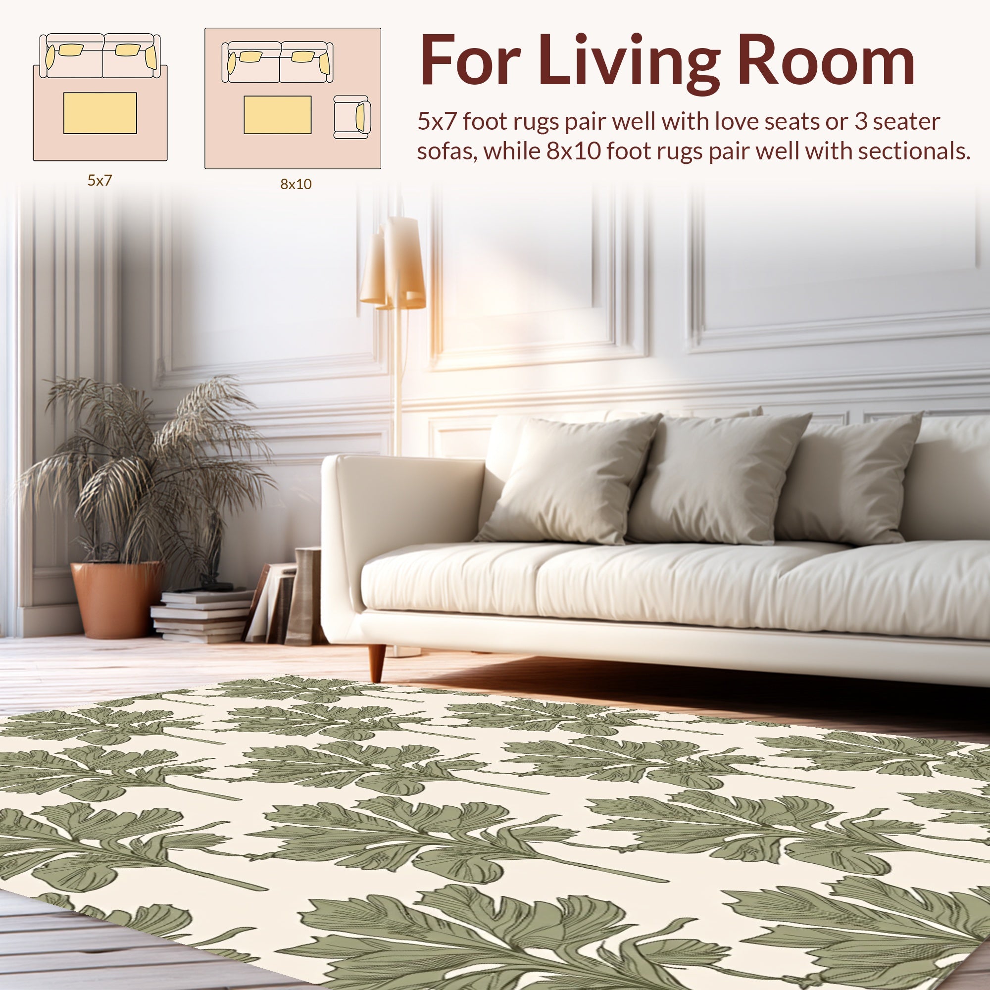 Art Nouveau Leaf Pattern Design Rug