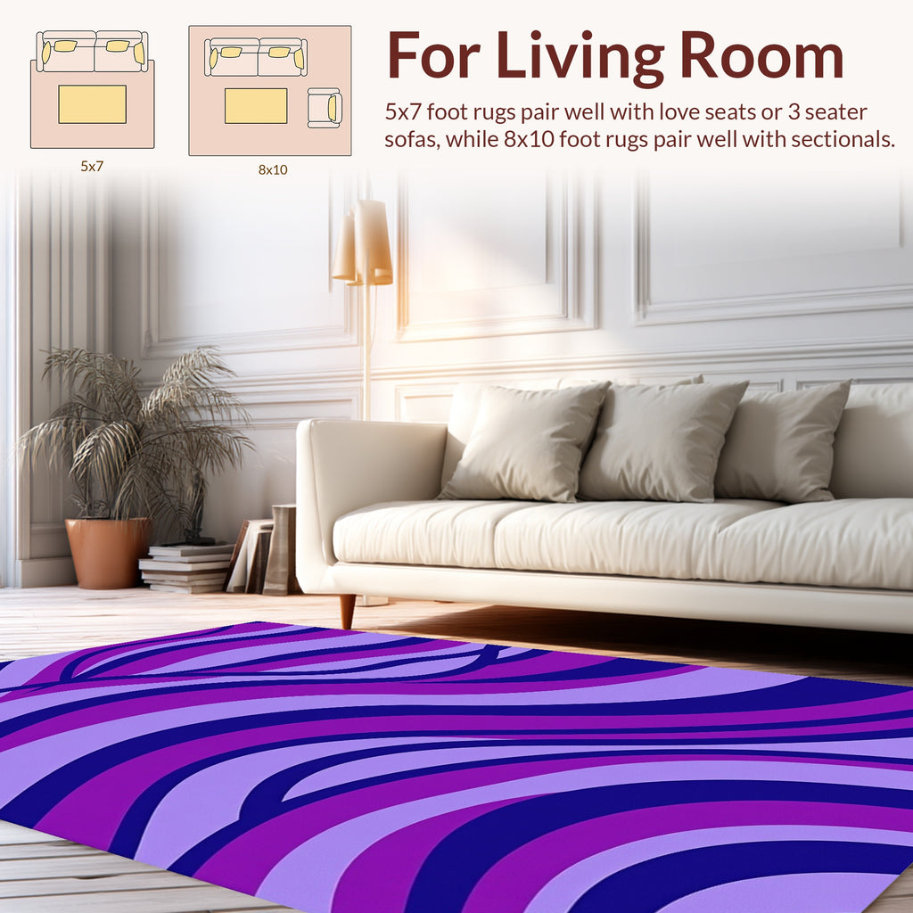 Bold Purple Wave Pattern Rug