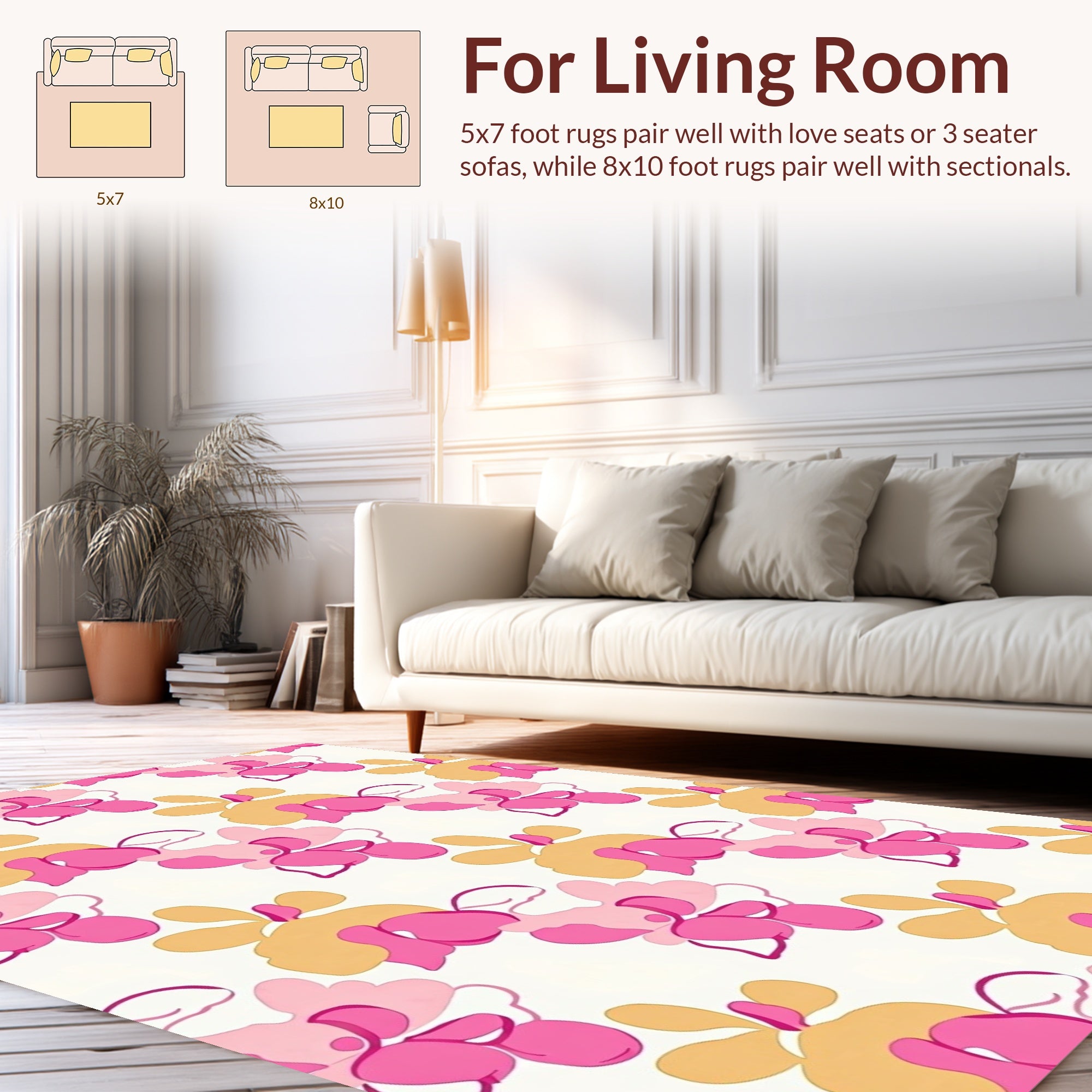 Abstract Floral Pattern with Pink Gold Hues Rug