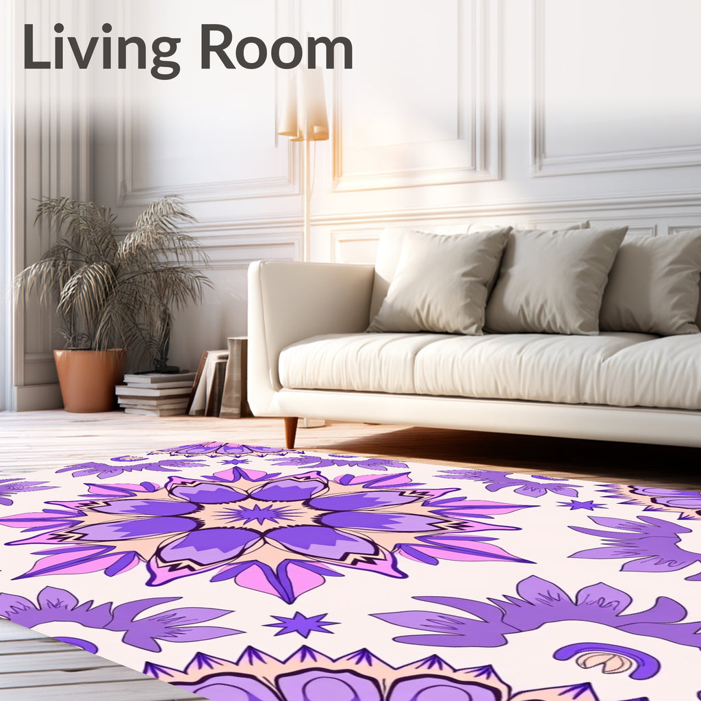 Vibrant Purple Floral Symmetry Rug