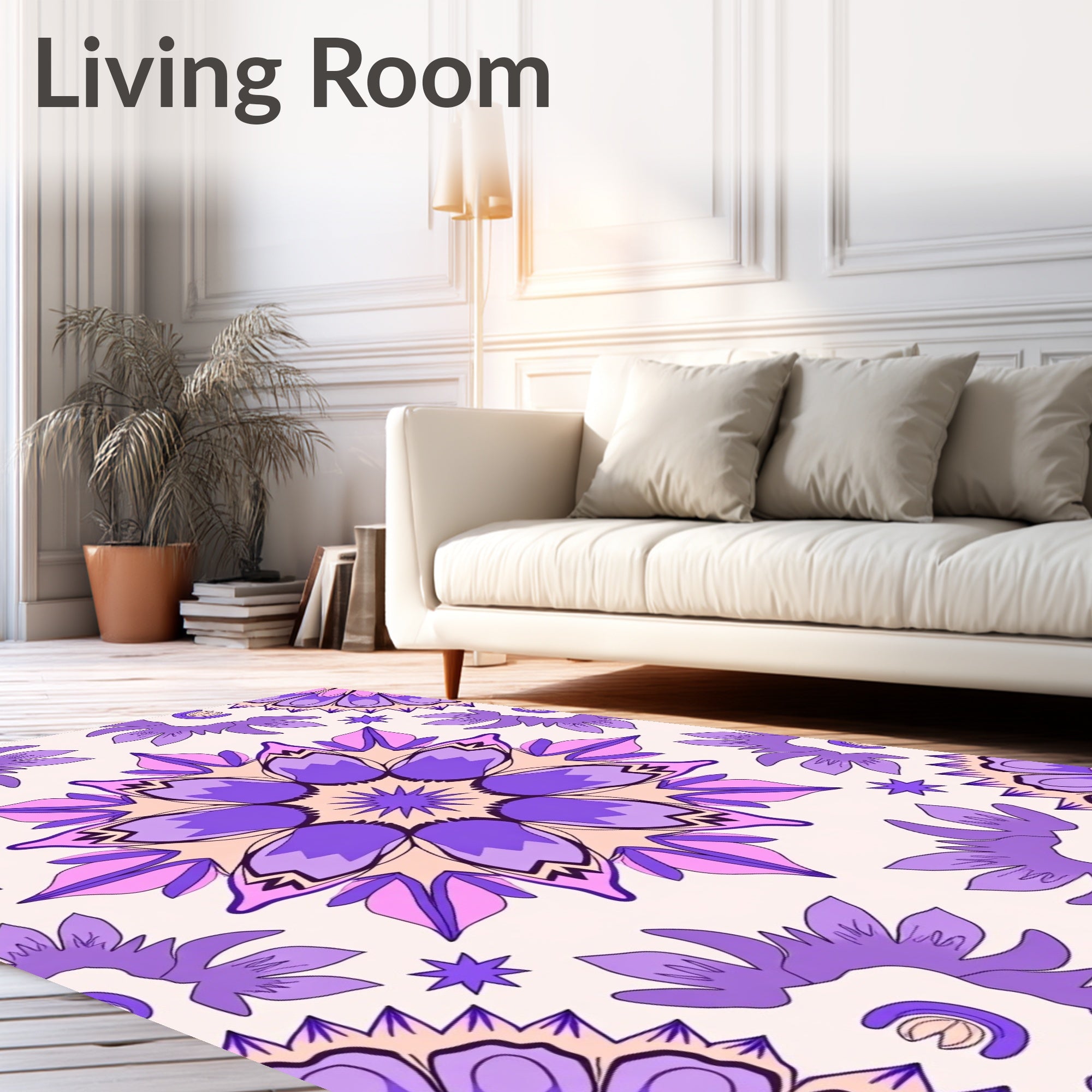Vibrant Purple Floral Symmetry Rug