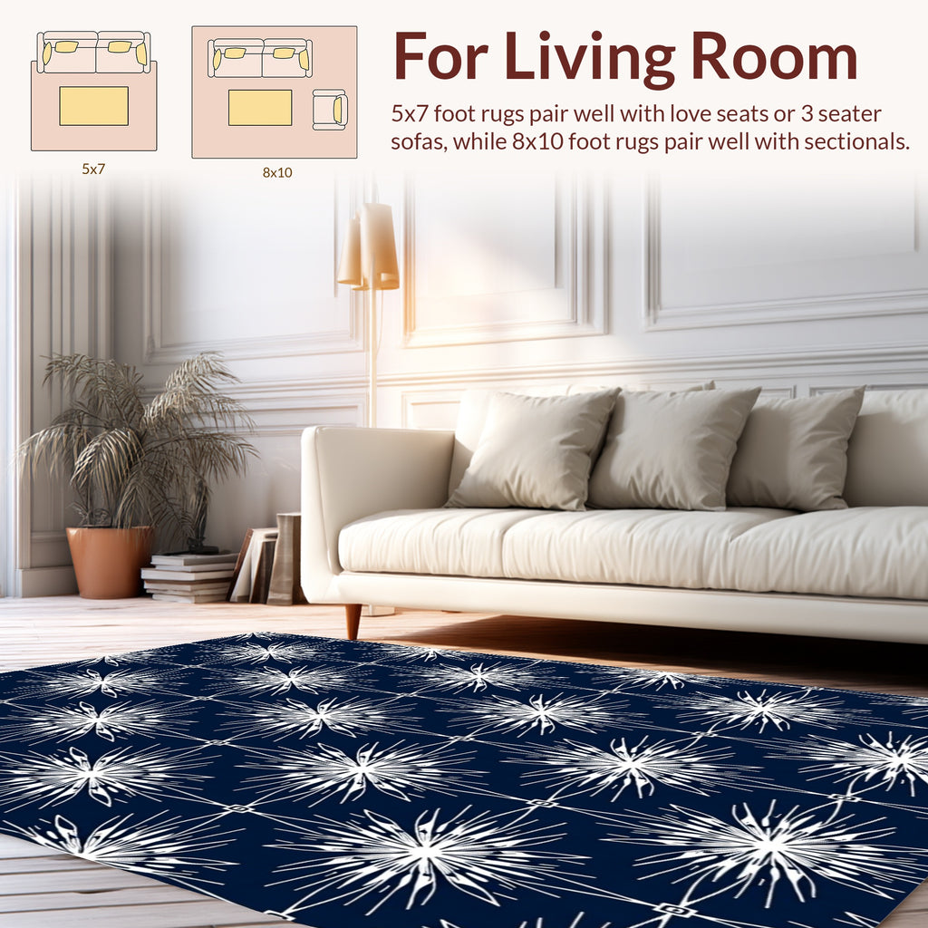 White Starburst Geometric Pattern Rug