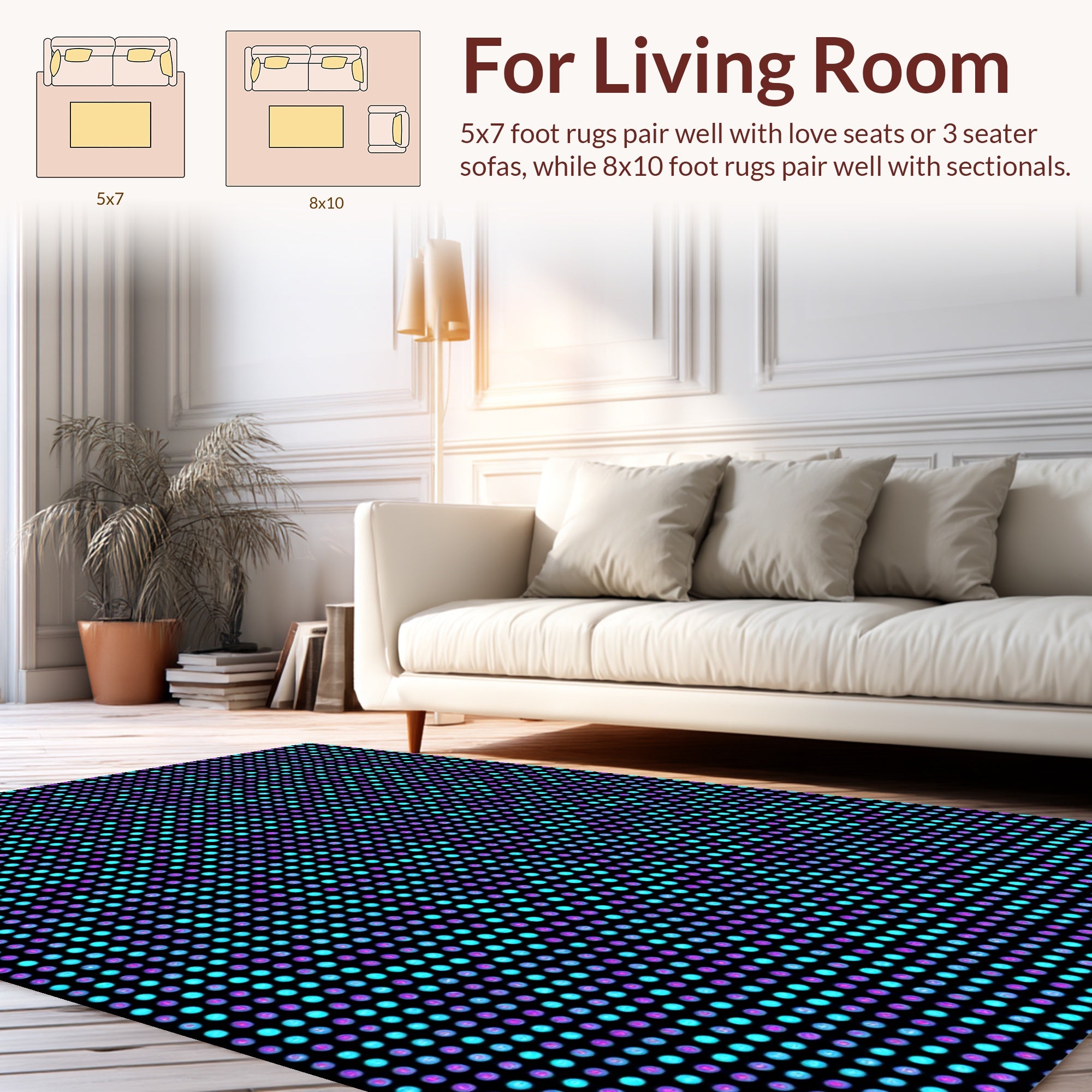 Cosmic Circle Grid Design Rug