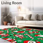 Christmas Santa Candy Cane Snowflakes Rug
