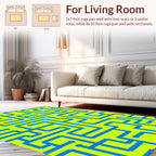 Blue Maze Patterned Graphic Rug