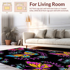 Vibrant Butterfly and Floral Pattern Rug