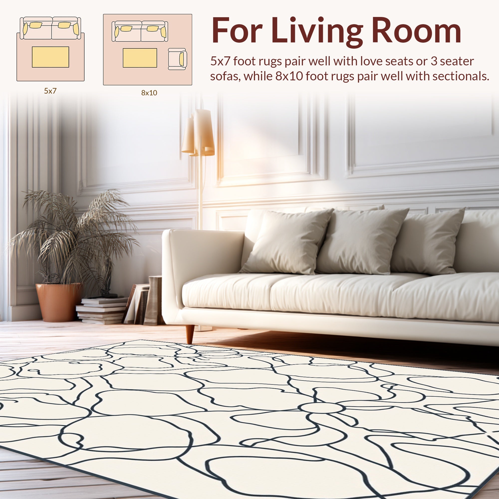 Floral Vine Abstract Line Design Rug