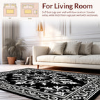 Classic Black White Floral Scroll Rug
