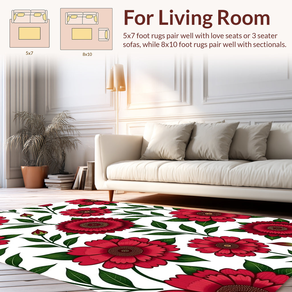 Red Vintage Floral Arrangement Rug