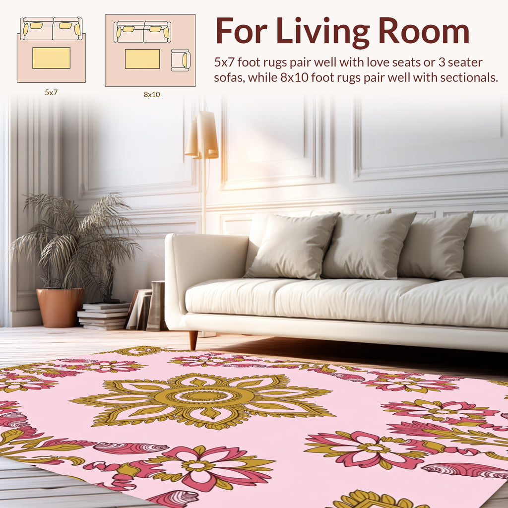 Traditional Floral Mandala Pattern Rug
