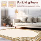 Elegant Golden Scrollwork Floral Pattern Rug