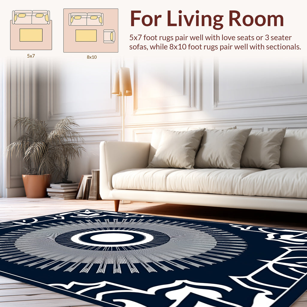 Radial Sunburst Geometric Design Rug