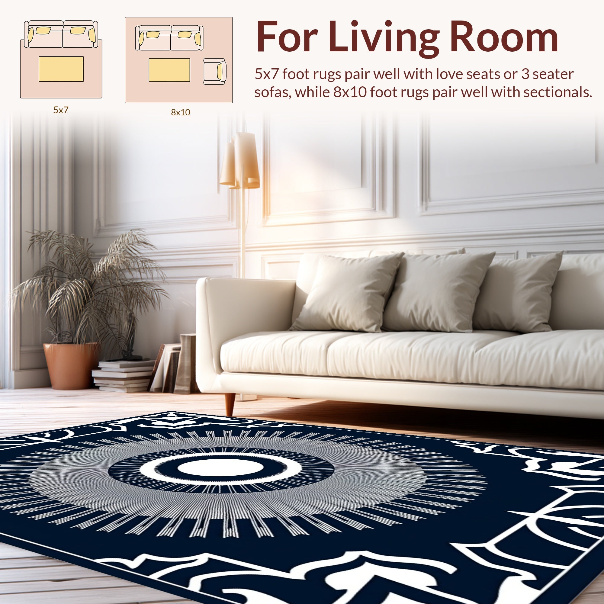 Radial Sunburst Geometric Design Rug