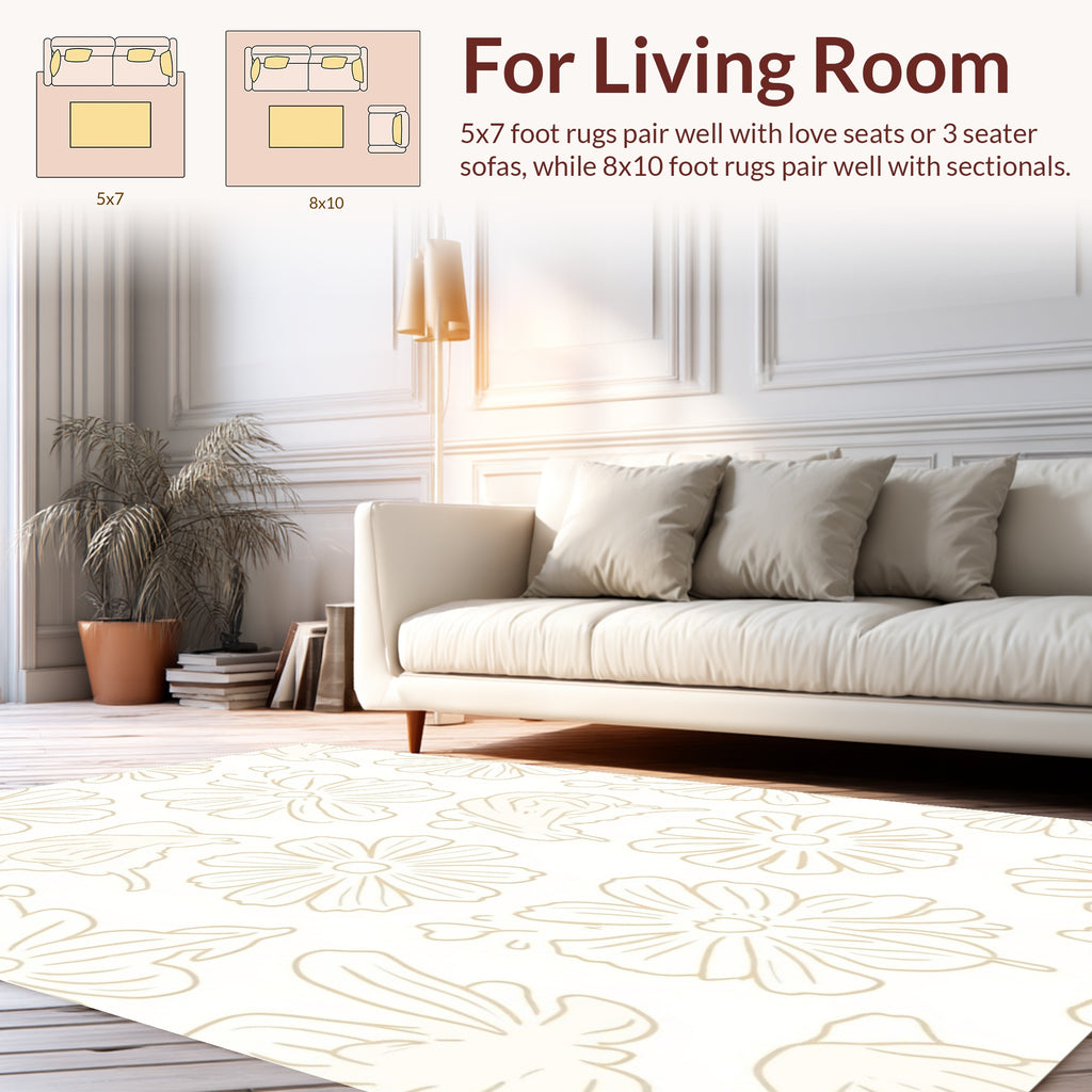 Minimalist Floral Outline Rug