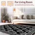 Classic Black White Floral Pattern Rug