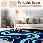 Deep Blue Swirl Star Pattern Rug