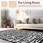 Modern Geometric Black And White Pattern Rug