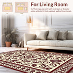 Elegant Floral Scrollwork Cream Rust Rug