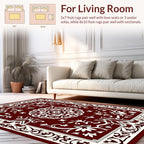 Deep Red Mandala Floral Border Design Rug