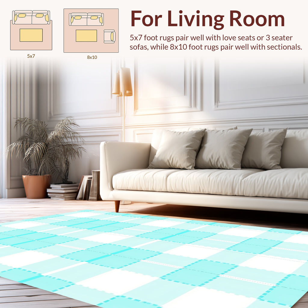 Light Blue Checkered Seamless Pattern Rug
