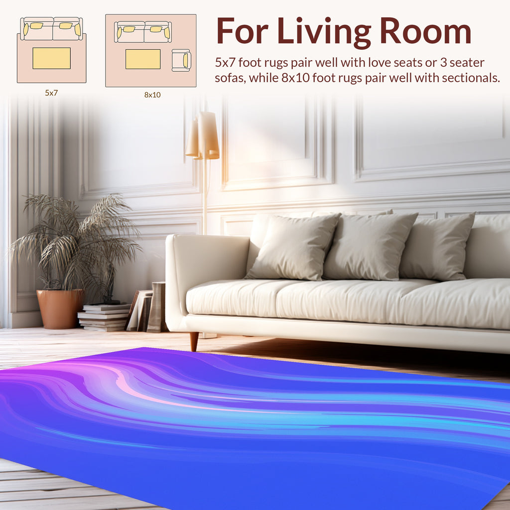 Abstract Swirl Purple Blue Waves Rug