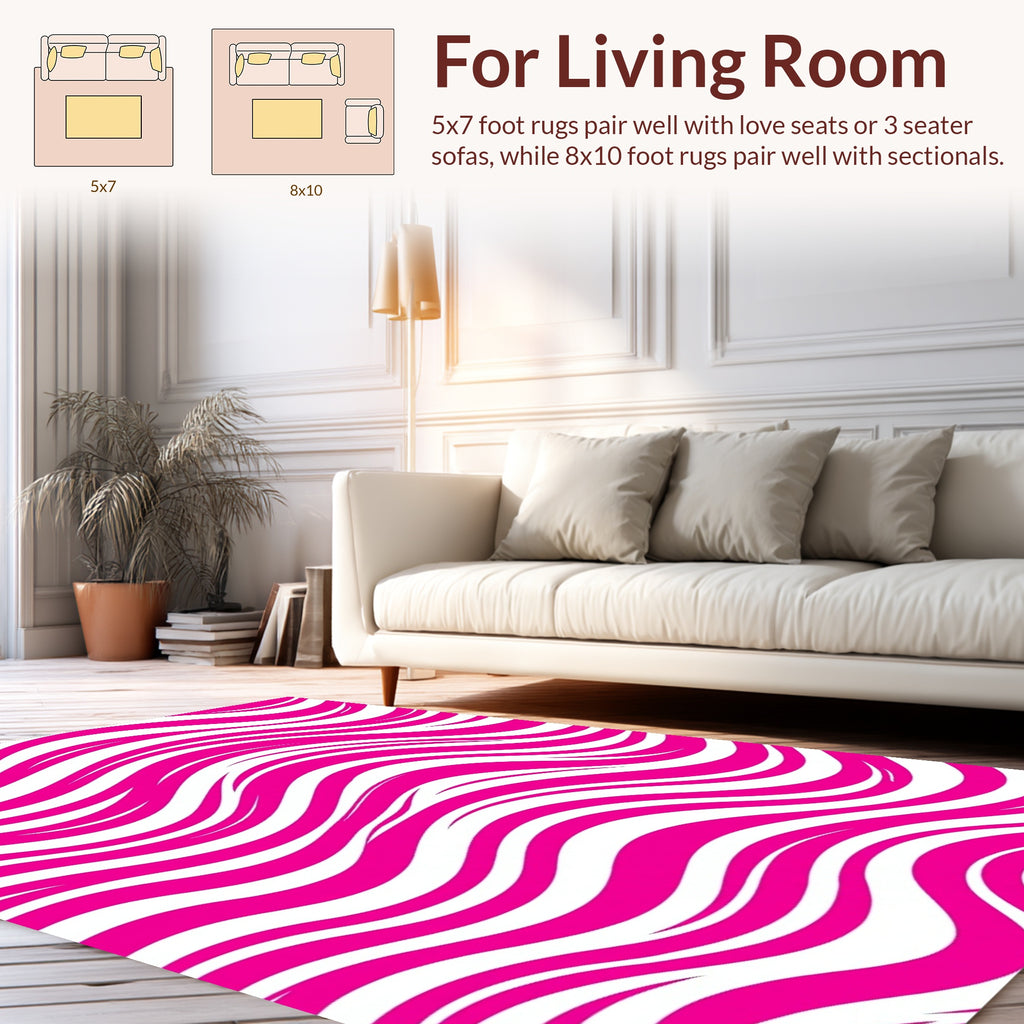 Bright Pink Wavy Stripe Pattern Rug