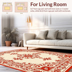 Vintage Red Floral Medallion Pattern Rug